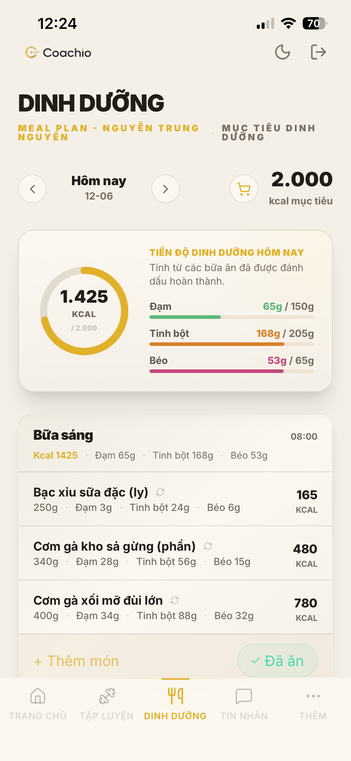 App dinh dưỡng CoachIO